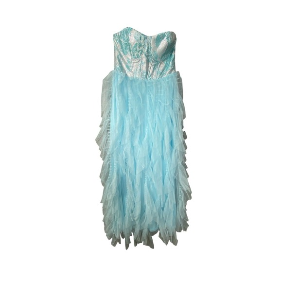 Lulus Malley Light Blue Ruffled Tulle Maxi Dress Women's Size Medium - Picture 2 of 8